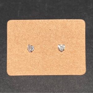 925 Sterling Silver Small Diamond Heart Shape Studs